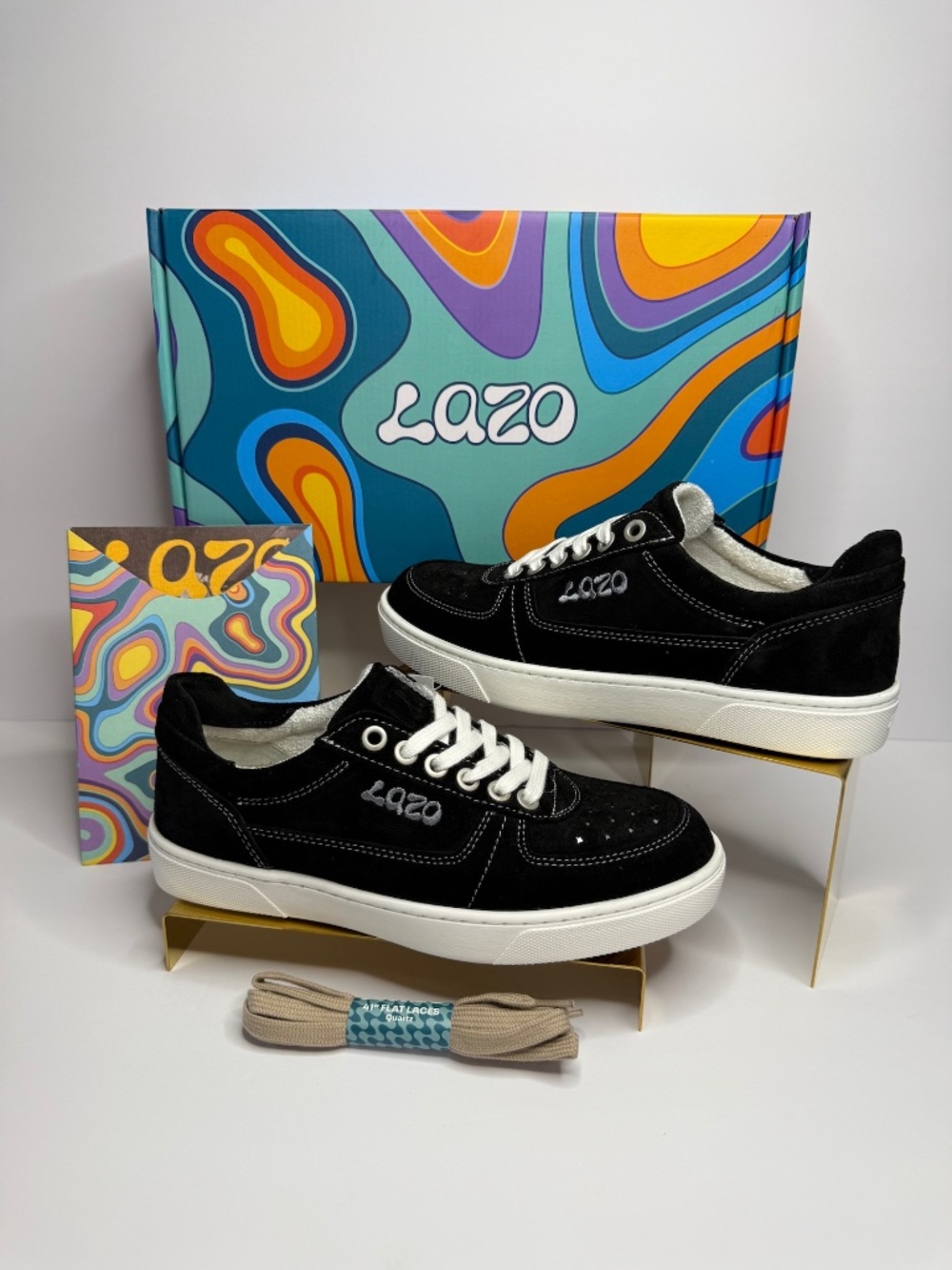 LAZO Hypernova Sneakers Black – Premium Suede Y2K Futuristic Streetwear SZ 6.5
